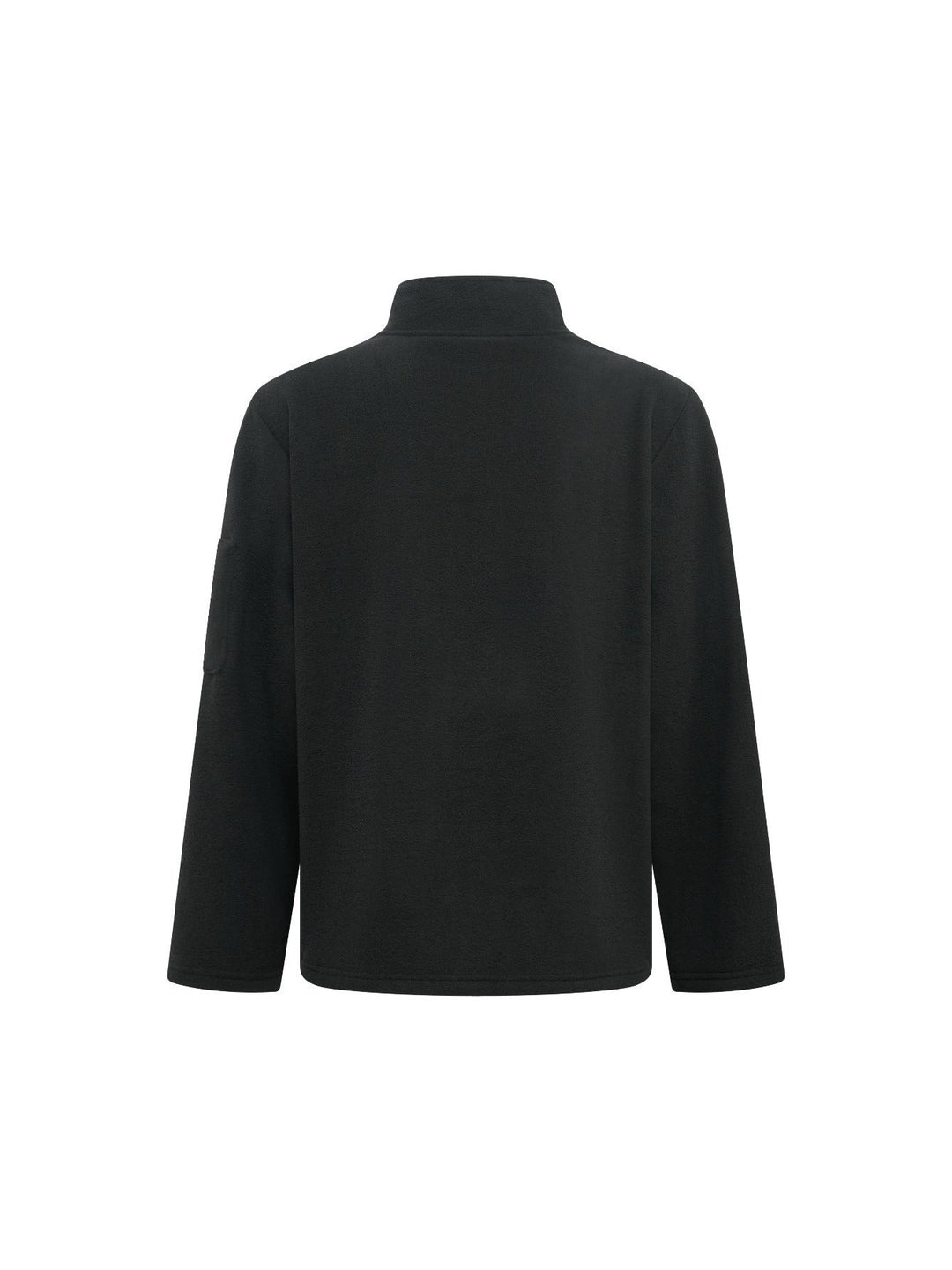 Dos de la veste polaire noire, uni, avec col montant et poche sur la manche 12