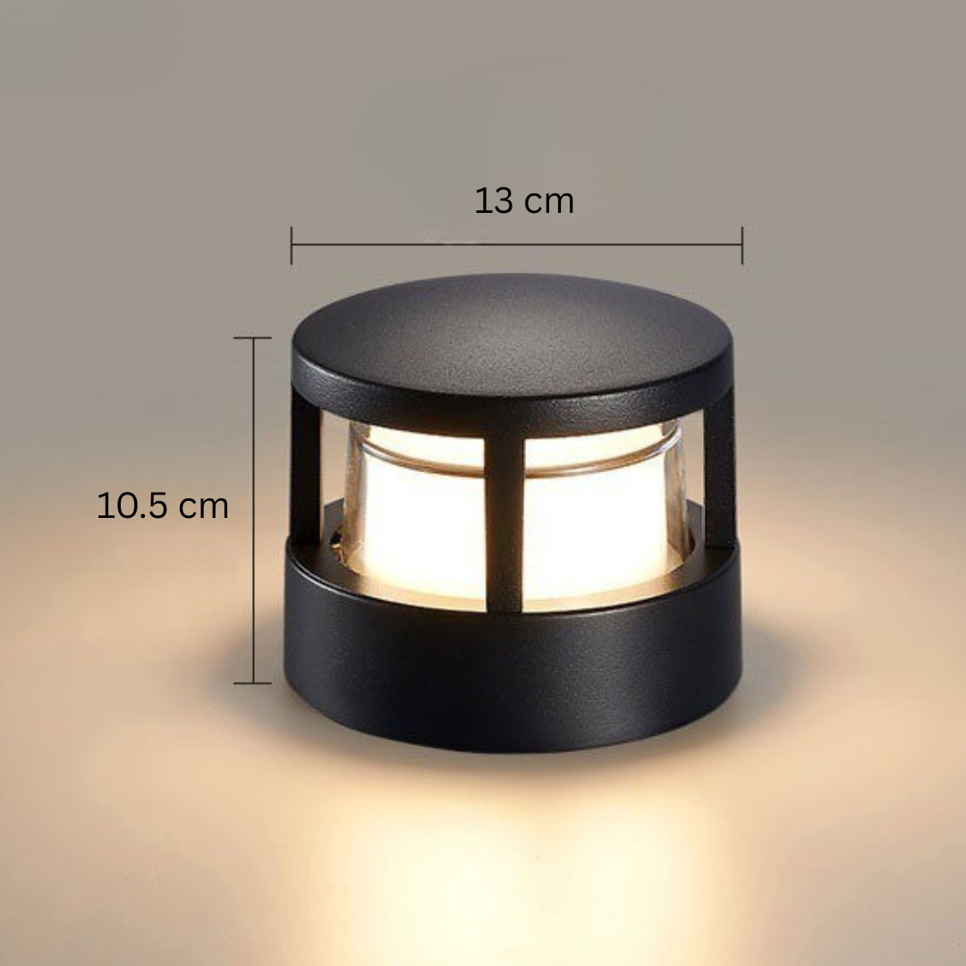 Modèle rond à toit plein avec cotes indiquées : 13 cm de diamètre et 10,5 cm de hauteur. 14