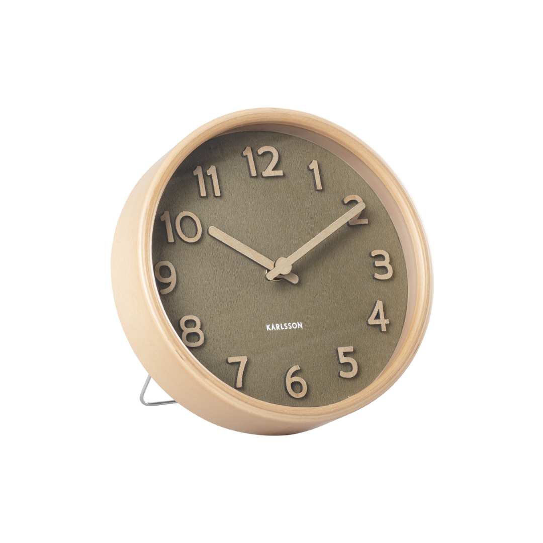 Karlsson I Table Clock Pure Wood Grain - Groen