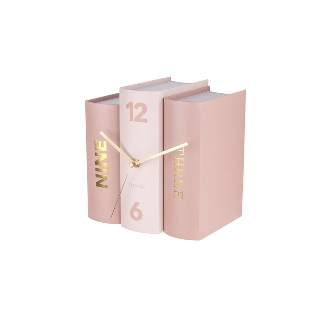 Karlsson I Table Clock Book - Roze