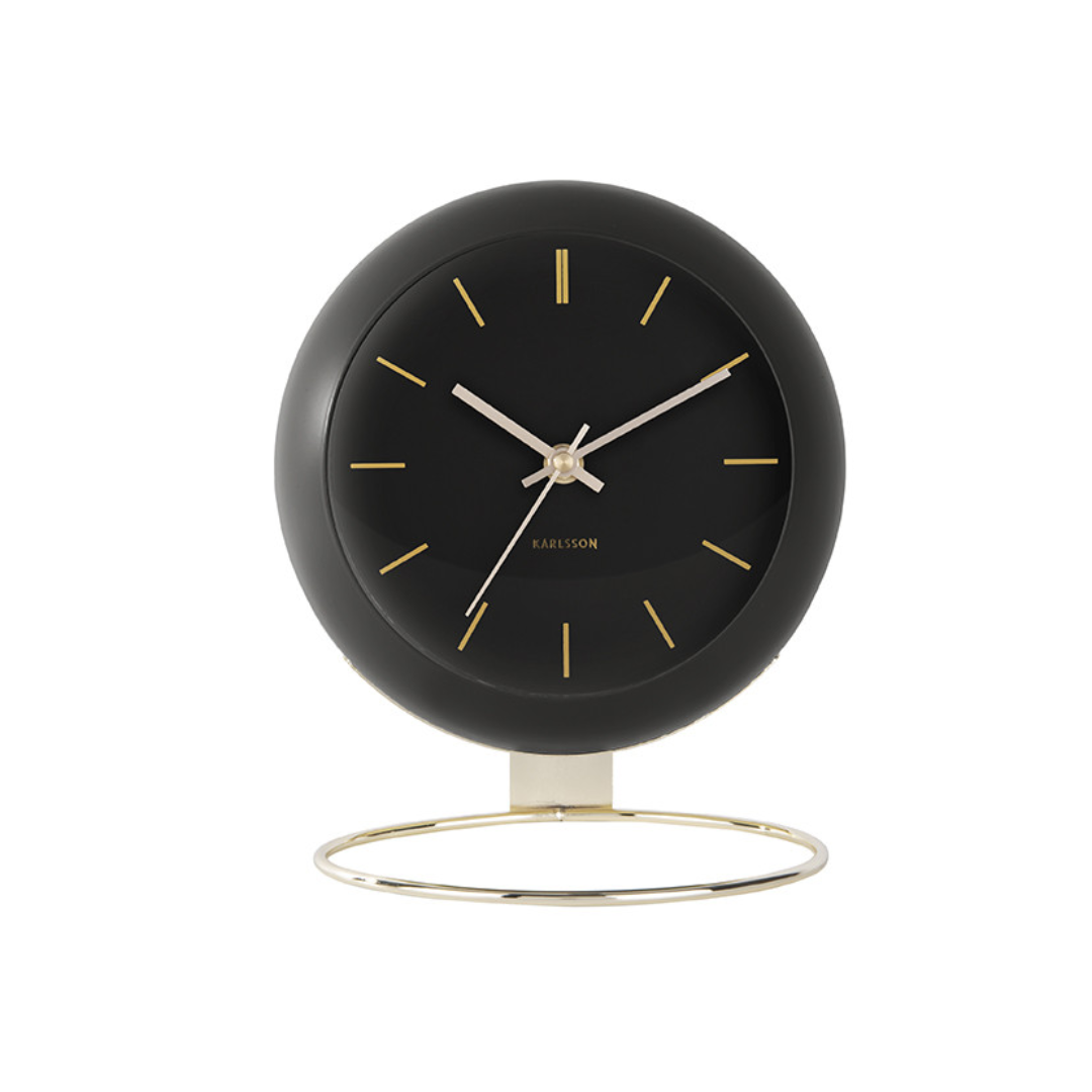 Karlsson I Table Clock Globe - Zwart