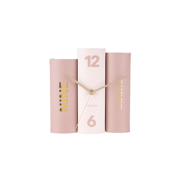 Karlsson I Table Clock Book - Roze