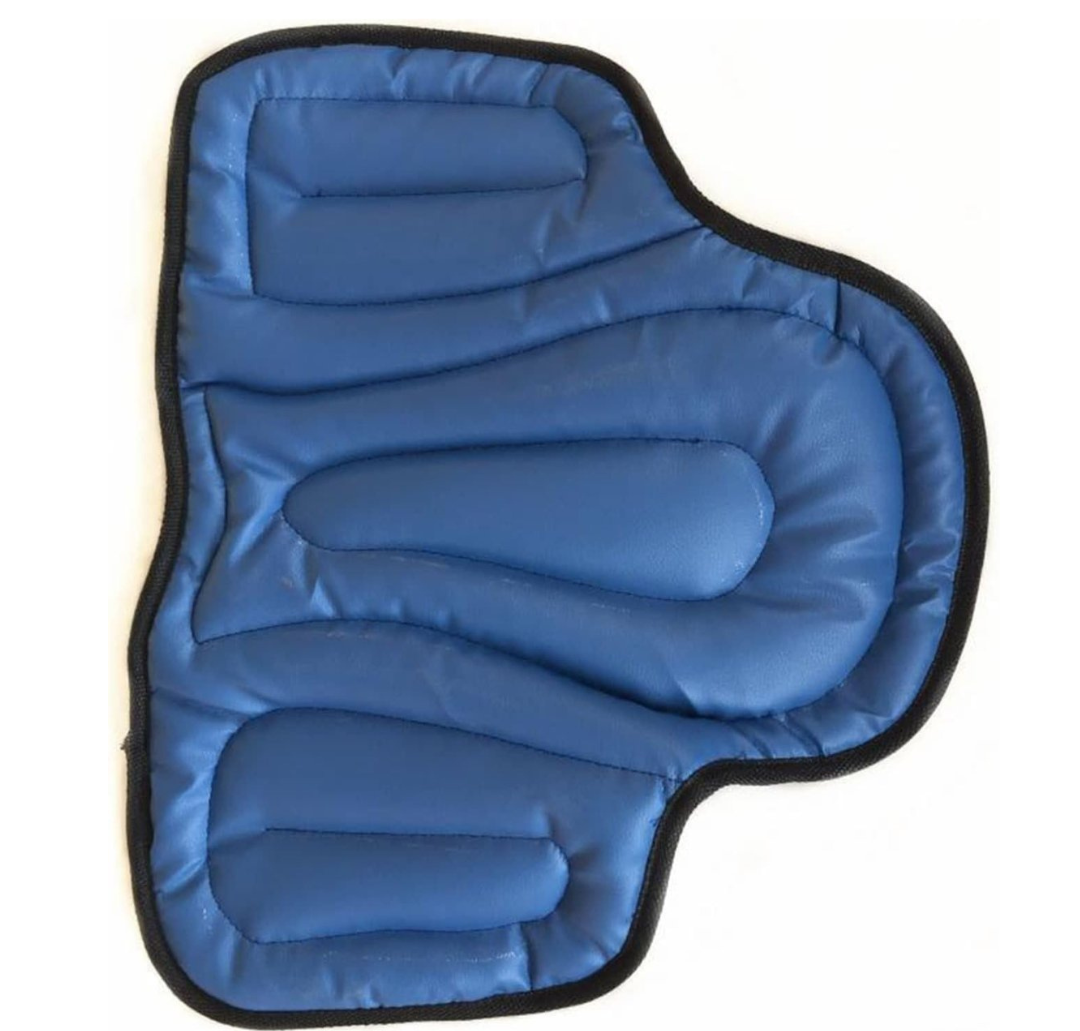 Coussin bleu à compartiments matelassés et bordure noire, présenté à plat 10