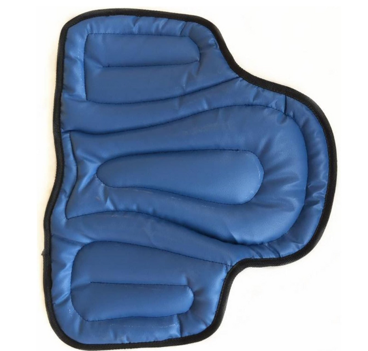 Coussin bleu à compartiments matelassés et bordure noire, présenté à plat 10