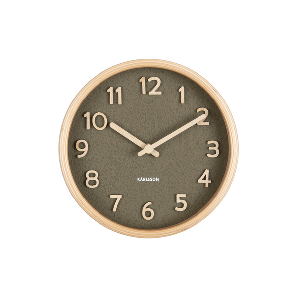 Karlsson I Table Clock Pure Wood Grain - Groen