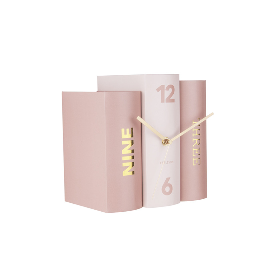 Karlsson I Table Clock Book - Roze