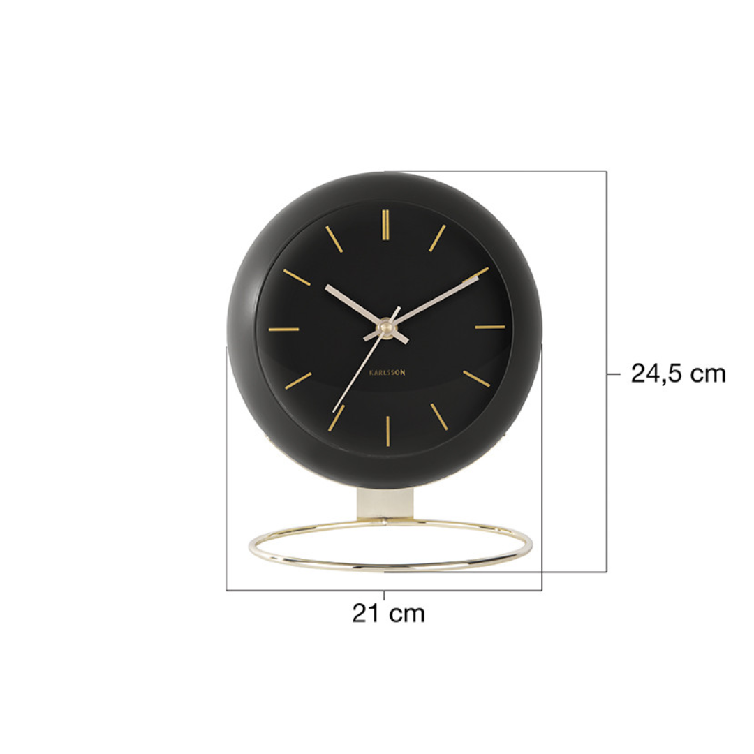 Karlsson I Table Clock Globe - Zwart