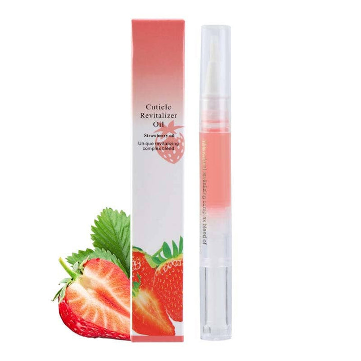 Stylo à l'huile rose et sa boîte à la fraise, avec fraises fraîches à côté 16