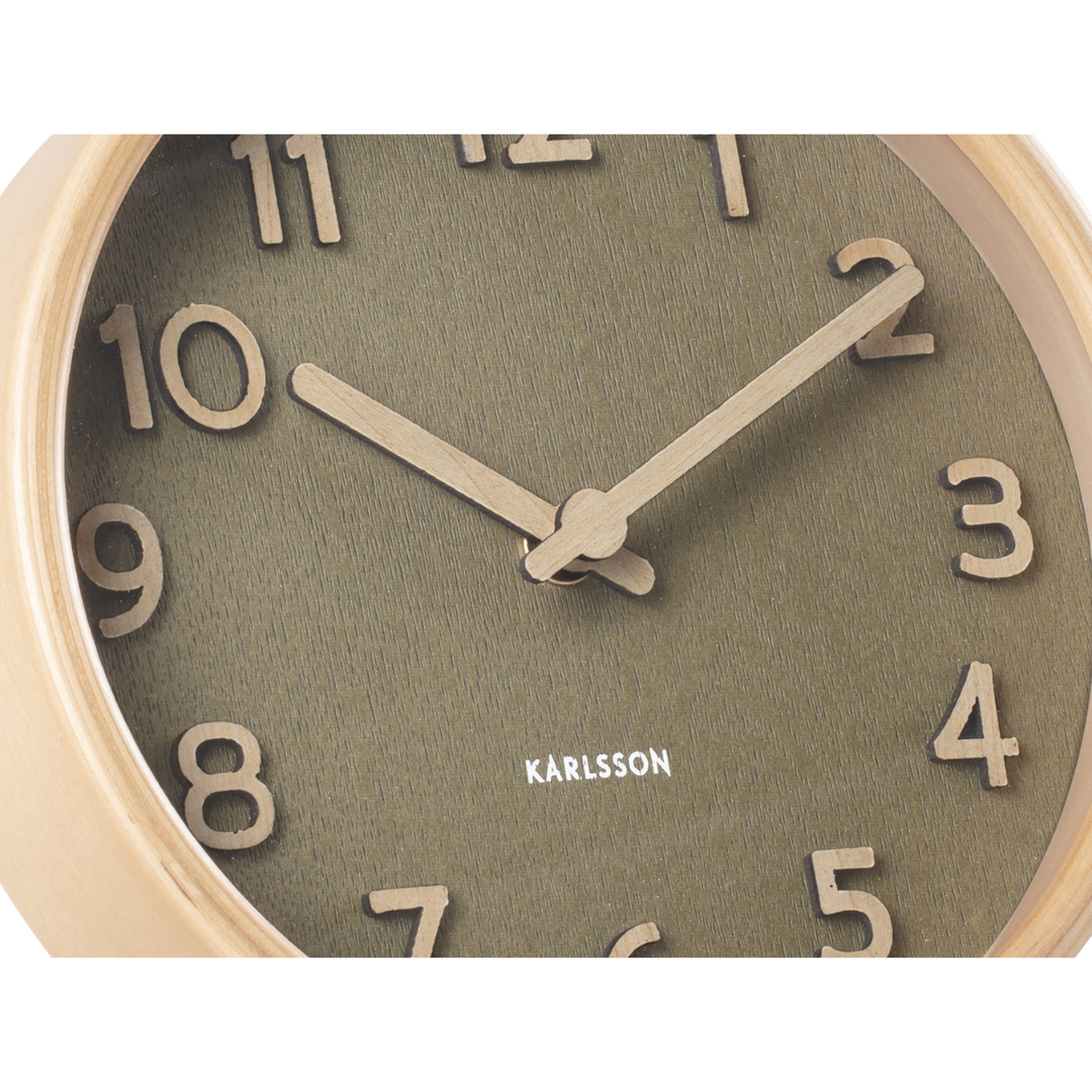 Karlsson I Table Clock Pure Wood Grain - Groen