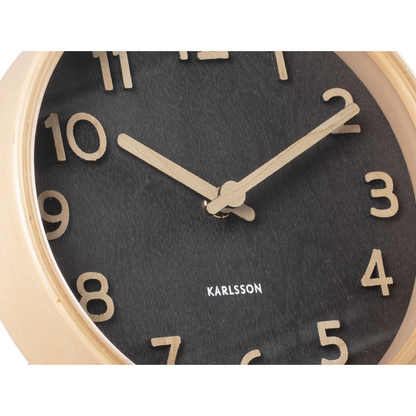 Karlsson I Table Clock Pure Wood Grain - Zwart