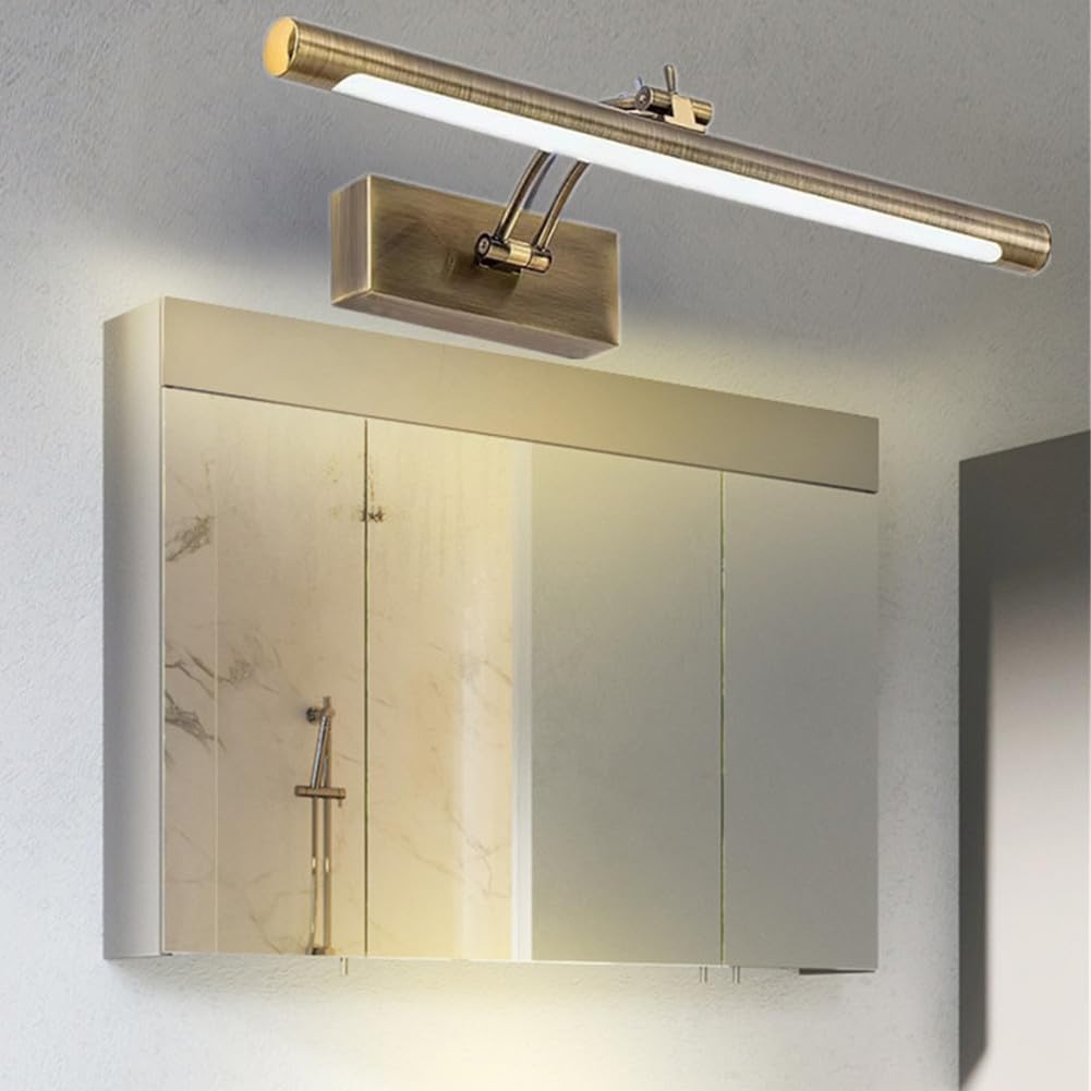 Applique à tube cylindrique allumée au-dessus d'une armoire de salle de bain miroir 7