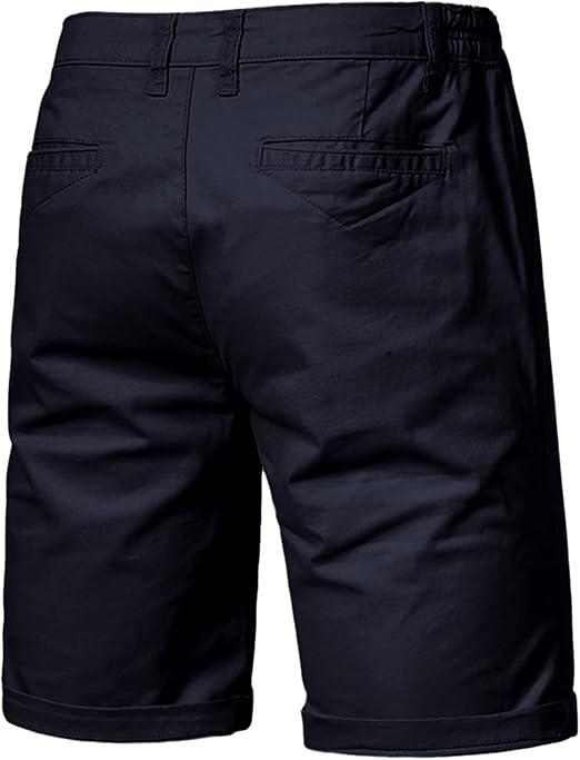 Vue de dos du short noir bleuté, avec deux poches plaquées et ceinture élastique. 7