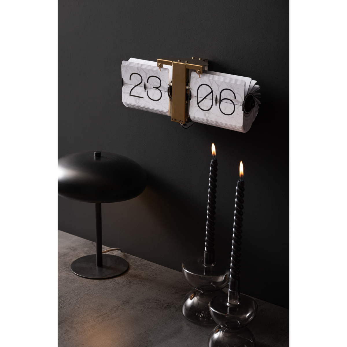 Karlsson - Flip Clock No Case Marble - Wit