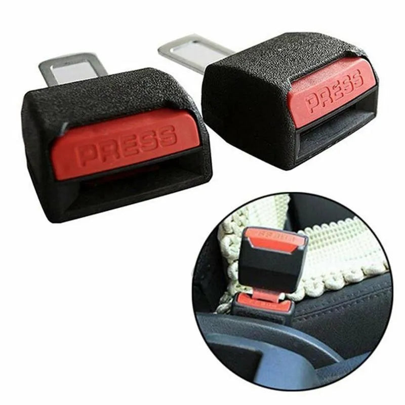 Deux inserts noirs à bouton rouge côte à côte, avec un médaillon montrant l'insert fixé dans une boucle 7