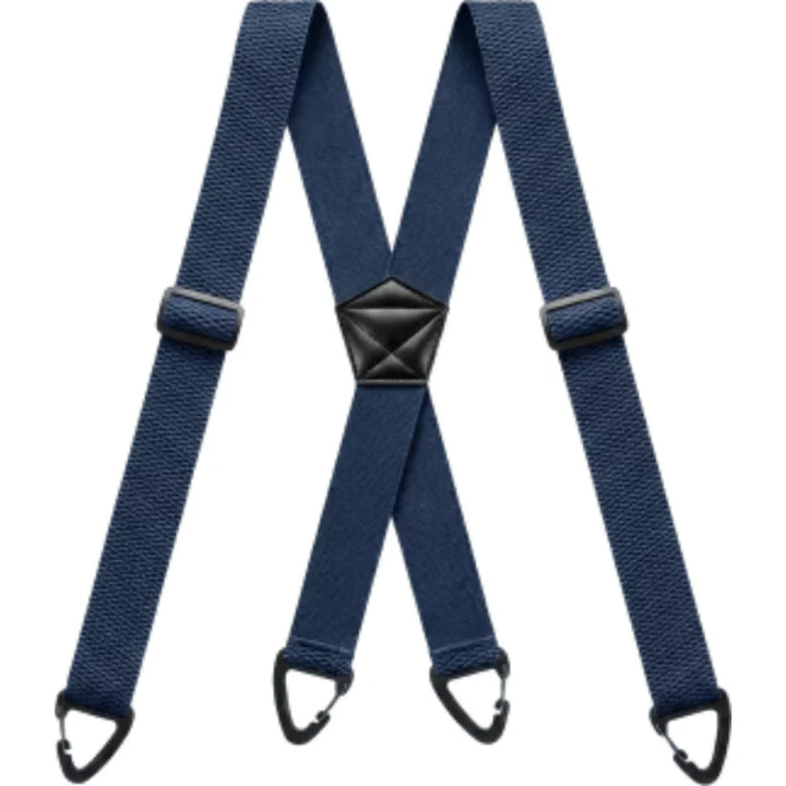 Bretelles bleu marine en X avec curseurs réglables et quatre pinces noires 5