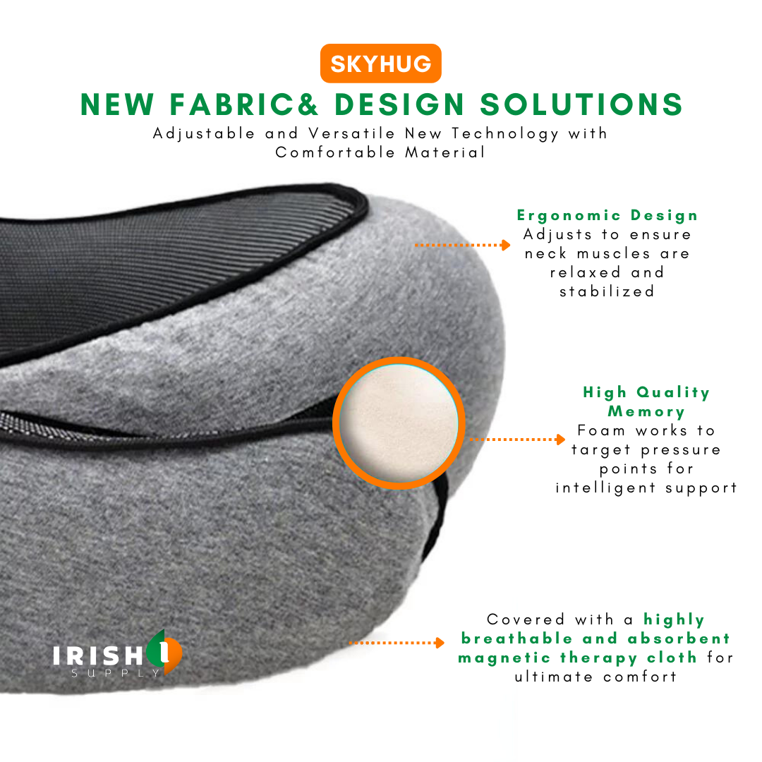 Gros plan sur le tissu gris, la doublure rayée noire et un cercle montrant la mousse à mémoire de forme. 7