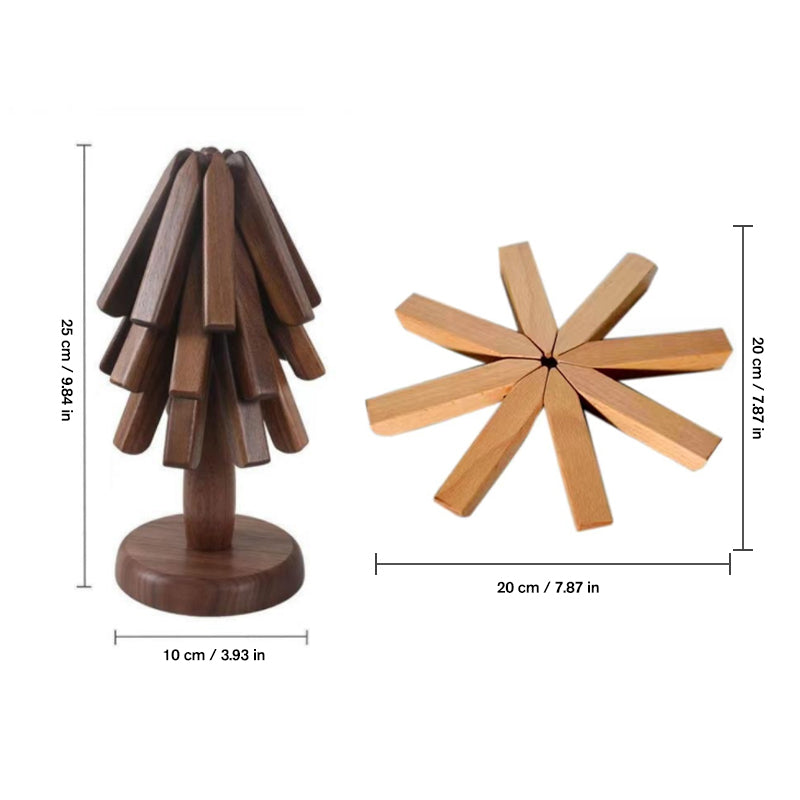 Schéma coté : le support arbre mesure 25 cm de haut sur 10 cm de large, le dessous de plat déplié 20 cm. 5