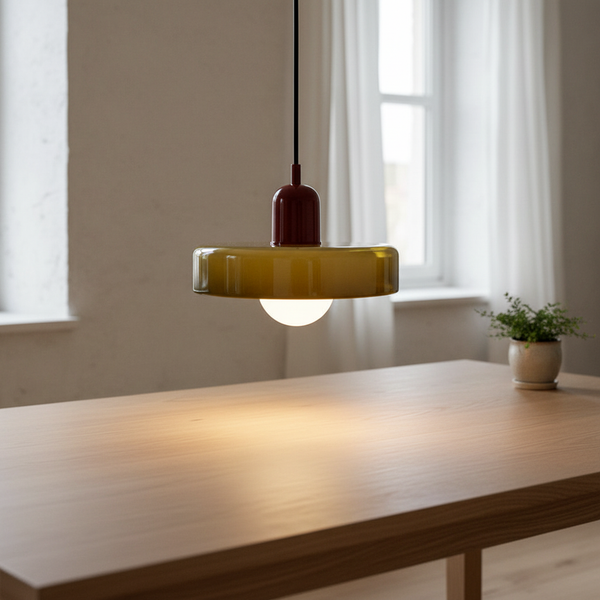 Ronde hanglamp van gekleurd glas - Glassora