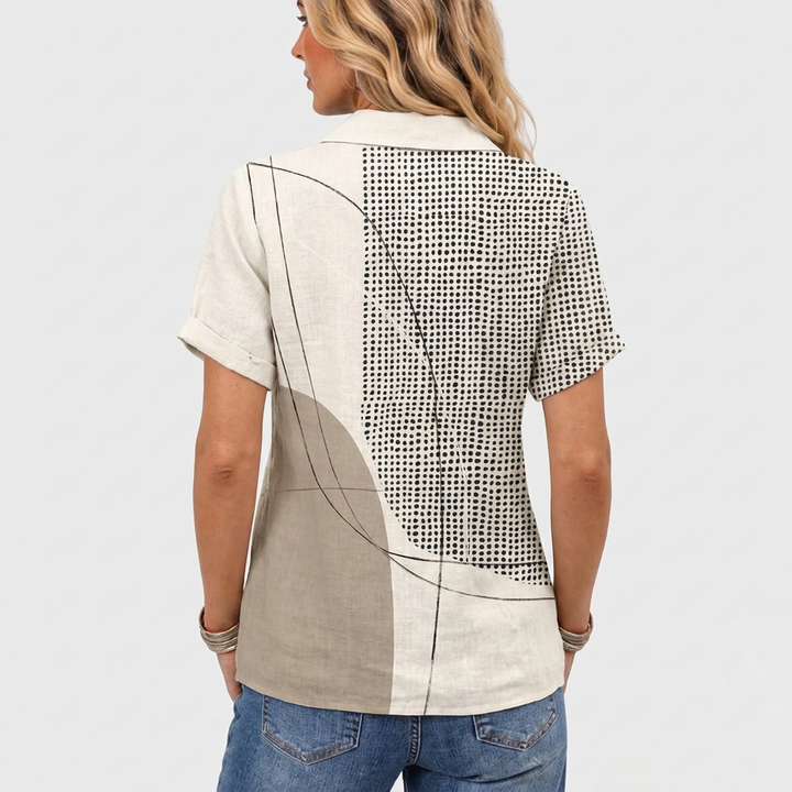 Vue de dos du haut porté, avec le motif de pois et de lignes courbes 5