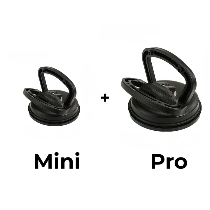 Duo de ventouses noires, petit et grand modèle, présentés côte à côte sur fond blanc. 11
