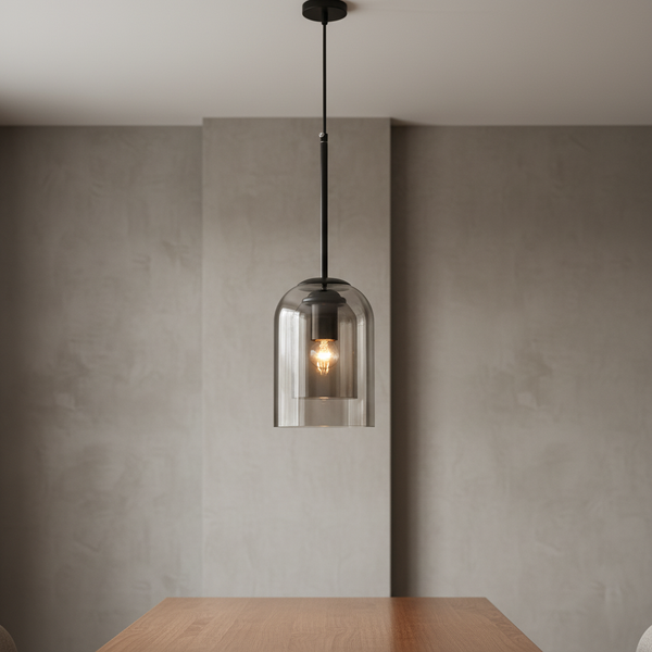 Dubbelwandige glazen hanger lamp - SmokeBeam