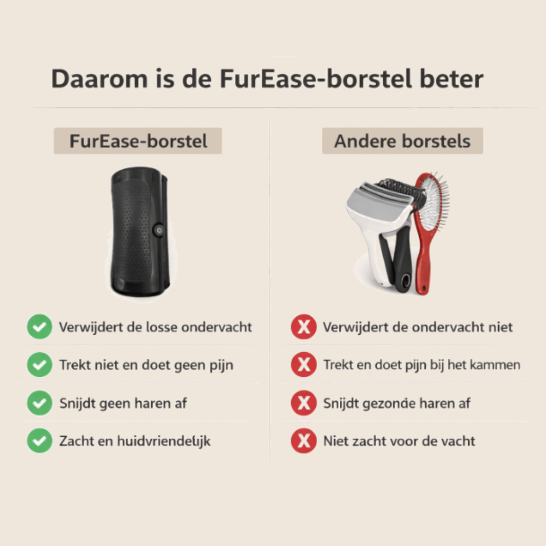 Tableau comparatif en néerlandais opposant la brosse noire à d'autres brosses classiques, avec coches vertes et croix rouges. 5