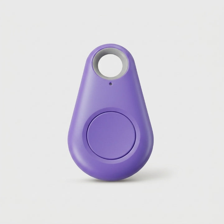 Balise violette en forme de goutte vue de face, bouton rond au centre 9