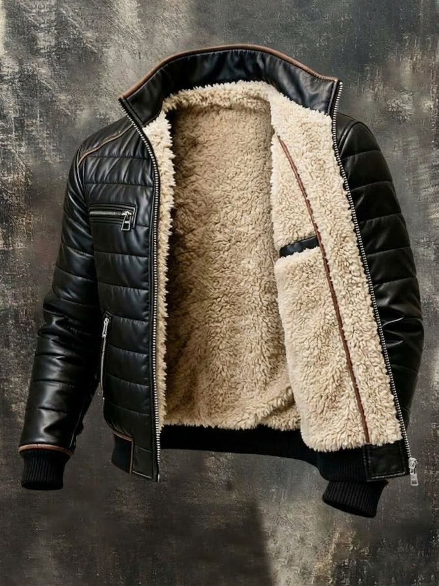 Veste ouverte en grand montrant la doublure en polaire beige, la poche intérieure et le zip 2