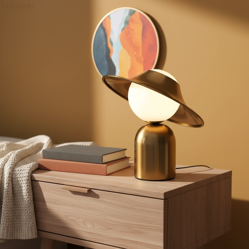 Goldfarbene Metall Tischlampe - Gildora