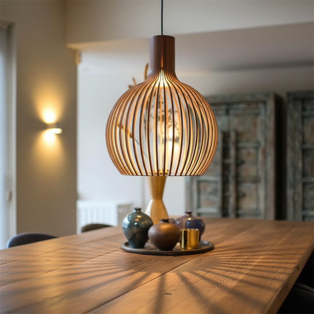 Handgefertigte Holz Hängelampe - Rusticore