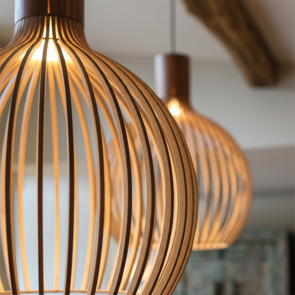 Handgefertigte Holz Hängelampe - Rusticore