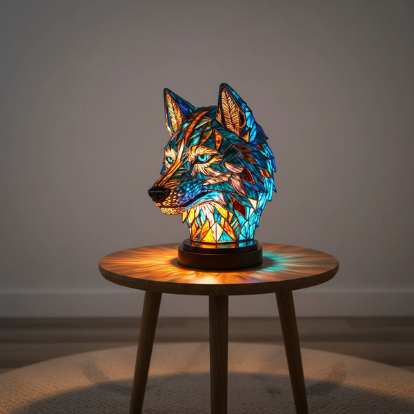 Handgemaakte Mosaïeklamp Dierenkop - GleamPaw