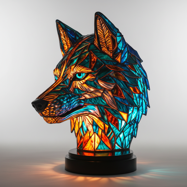 Handgemaakte Mosaïeklamp Dierenkop - GleamPaw