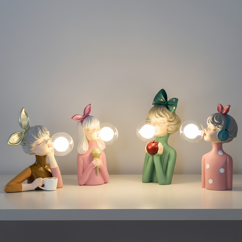 Handgefertigte Tischleuchte Kunstharz -  GlowMuse