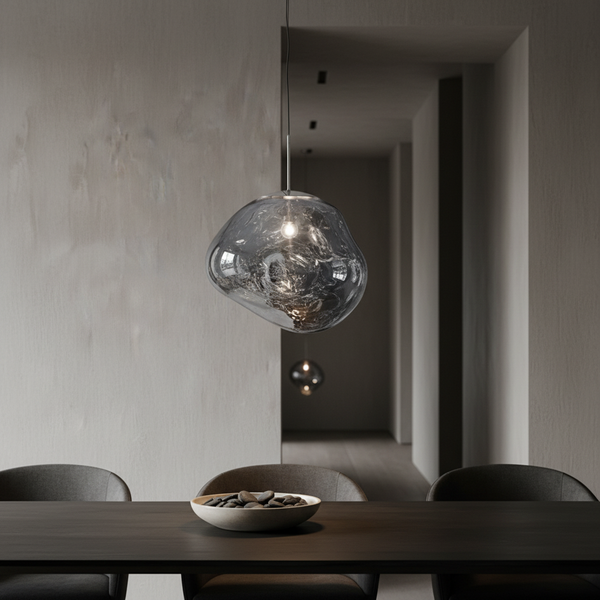 Handgeblazen bolvormige glazen lamp - Glassiva