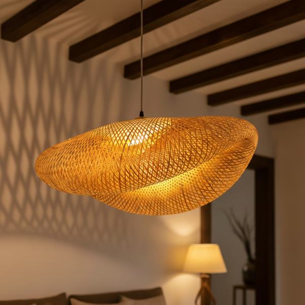 Handgeweven Rattan Hanglamp - WovenGlow
