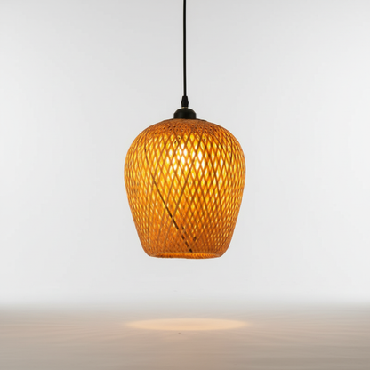 Handgewebte Rattan Hängelampe - WovenGlow