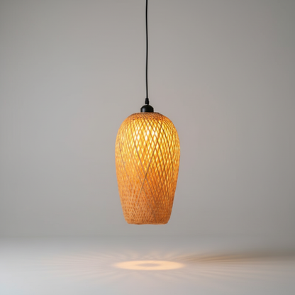 Handgewebte Rattan Hängelampe - WovenGlow