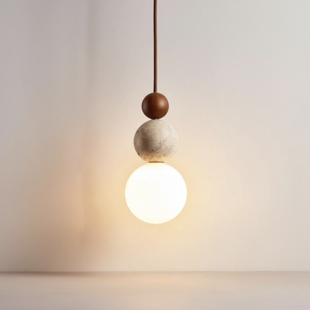 Hängelampe Travertin Holz - WoodSphere