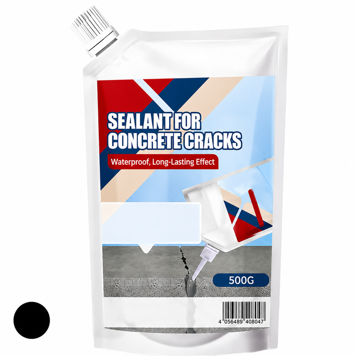 Poche de mastic de 500 g sur fond blanc, vue de face, avec une pastille de couleur noire en bas à gauche. 14
