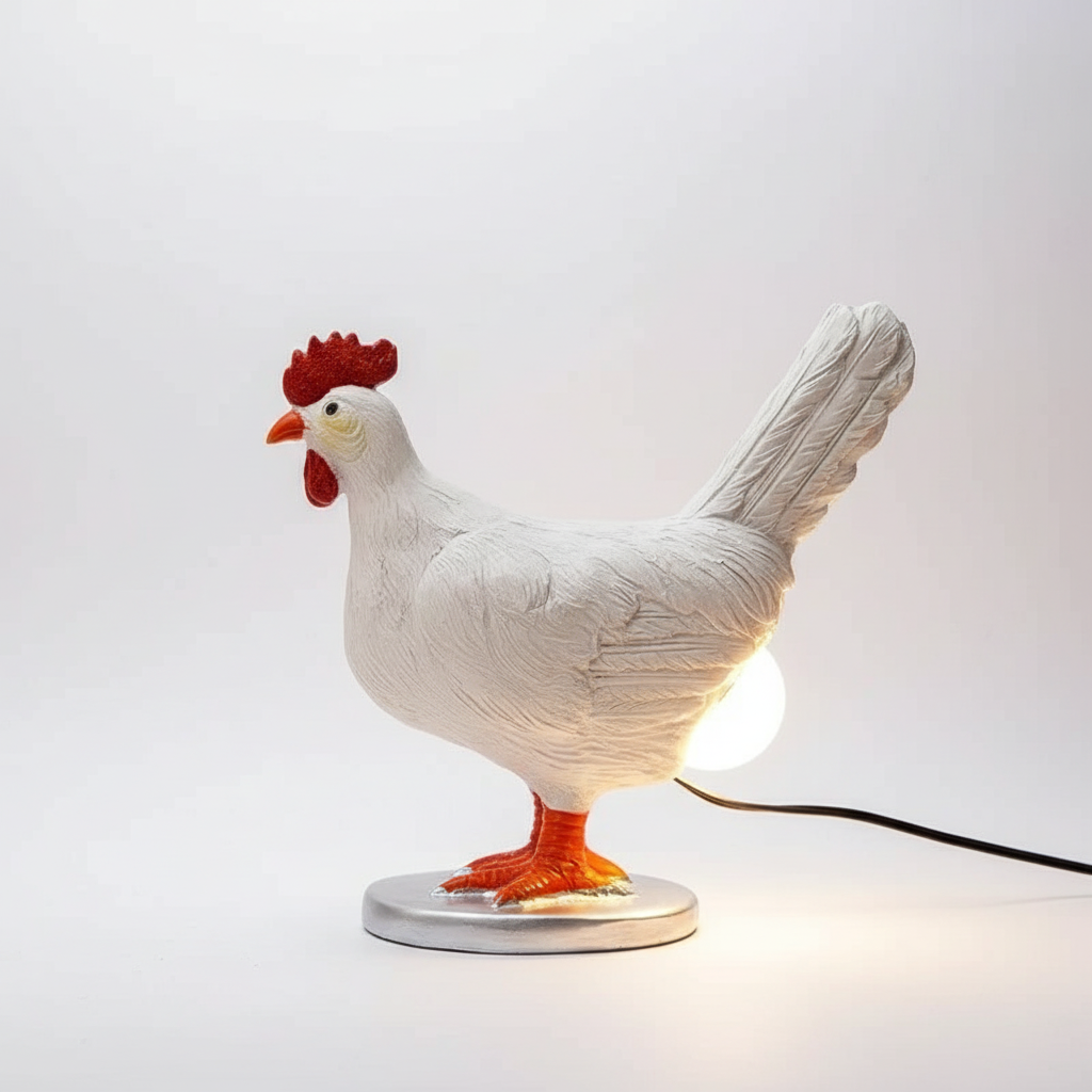 Keramik Hühnerfigur Leuchte - CluckLite