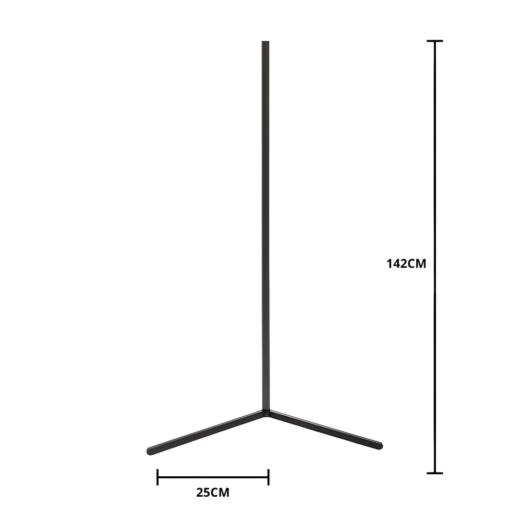 Schéma de la lampe d'angle noire sur fond blanc avec ses dimensions de hauteur et de largeur de pied. 5