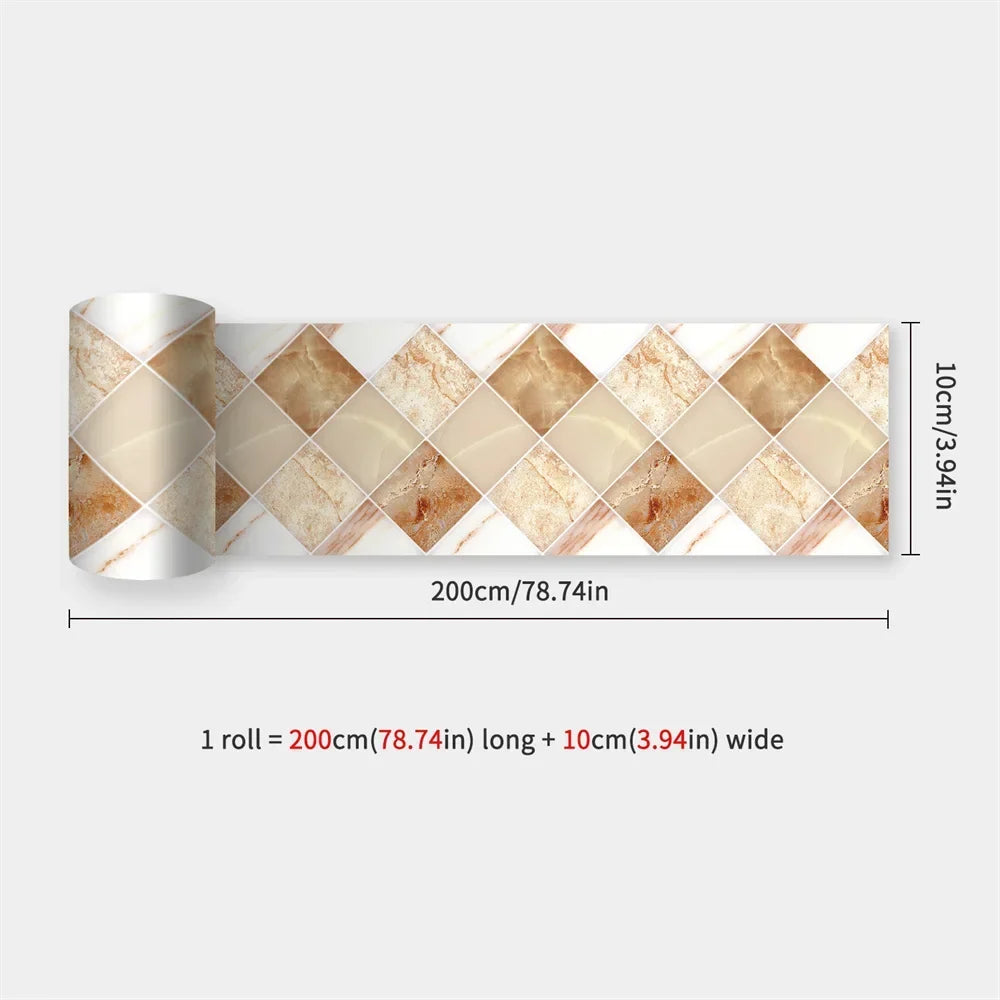 Rouleau à losanges imitation marbre beige, orangé et blanc, avec dimensions affichées 59