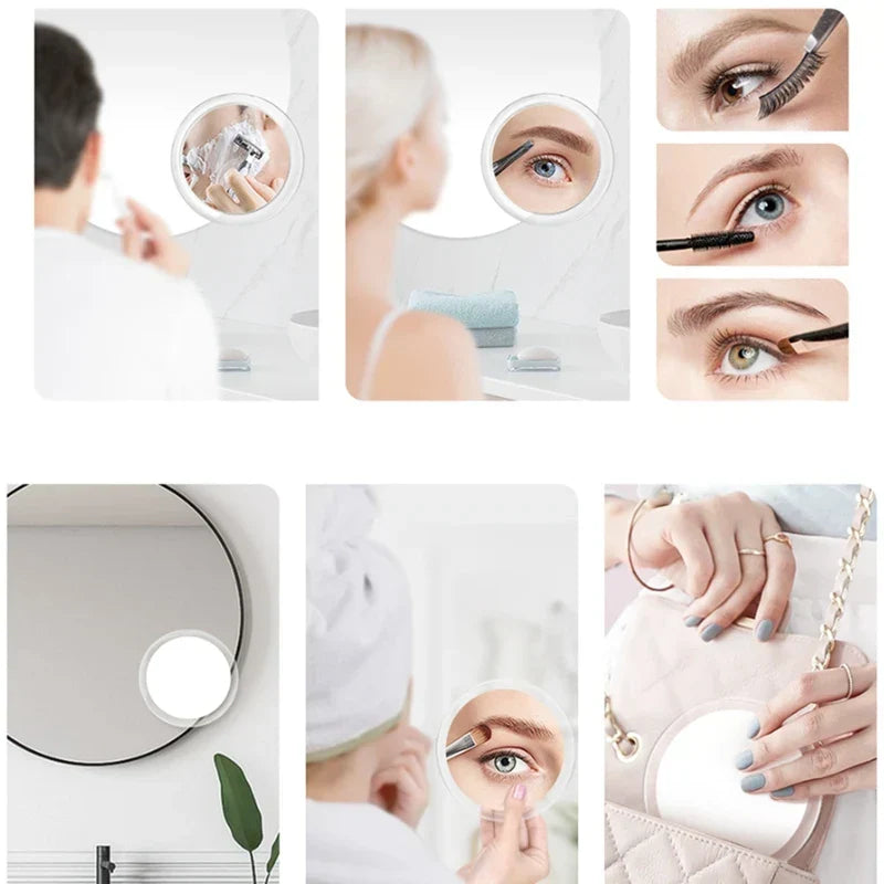 Planche de scènes montrant le miroir utilisé pour le rasage, les sourcils, le mascara, le fard et en sac à main 2