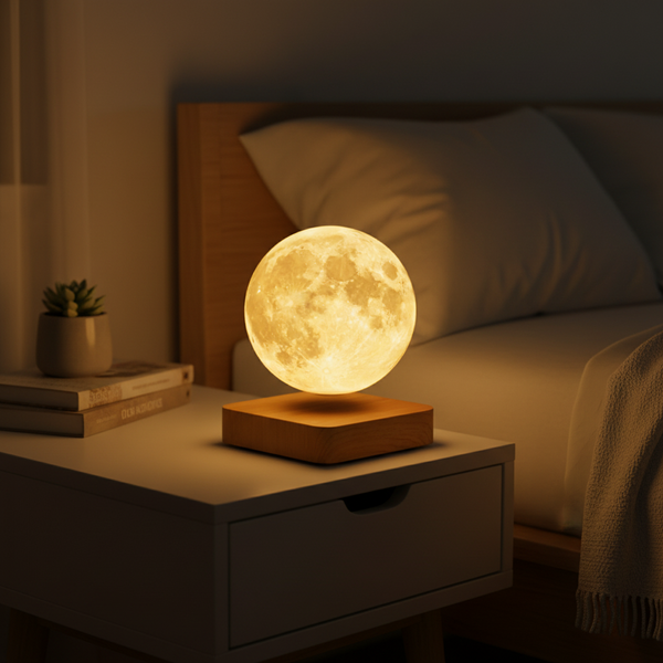 Zwevende Maantlamp van Hout - Gloworb