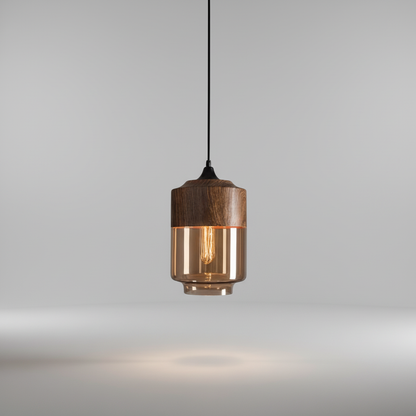 Skandinavische Holzglas Hängeleuchte - ScandiSphere