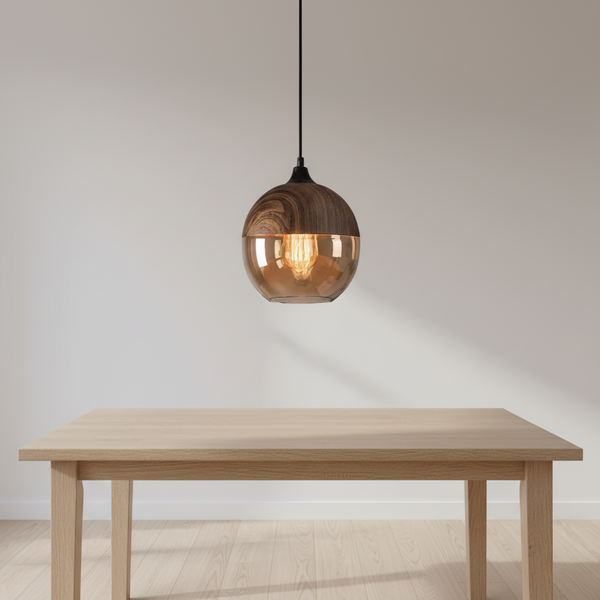 Skandinavische Houten Glas Hanglamp - ScandiSphere