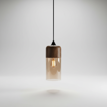 Skandinavische Holzglas Hängeleuchte - ScandiSphere