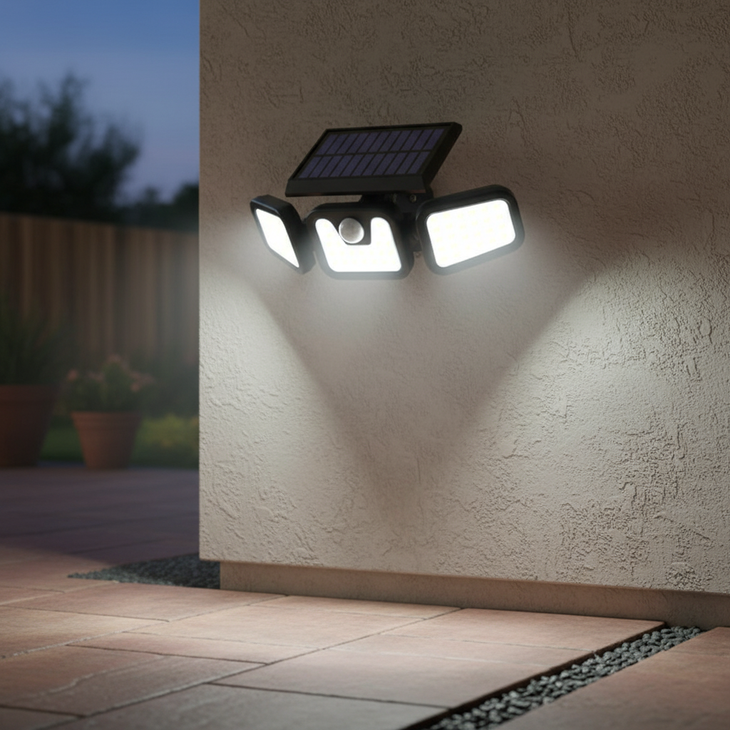 Solarbetriebene Wandlampe - GlowSentinel