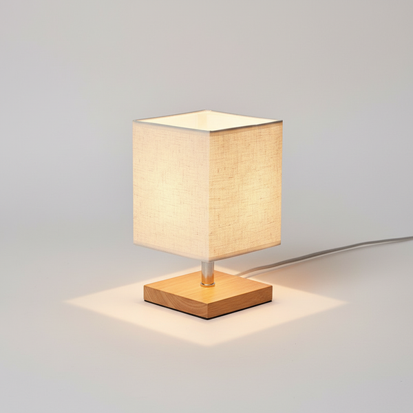 Tafellamp Houtenvoet Linnenkap - LinenGlow